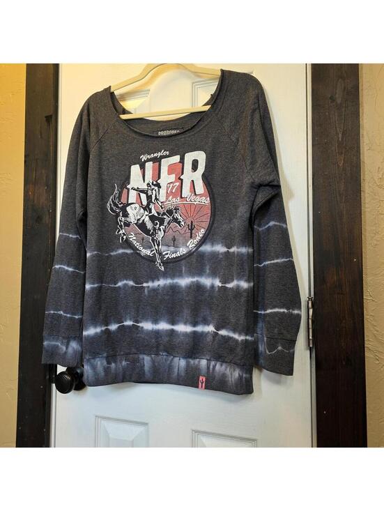 Tops - Wrangler Prorodeo Off the Shoulder Pullover Sweatshirt w/ Rodeo Graphic- Large